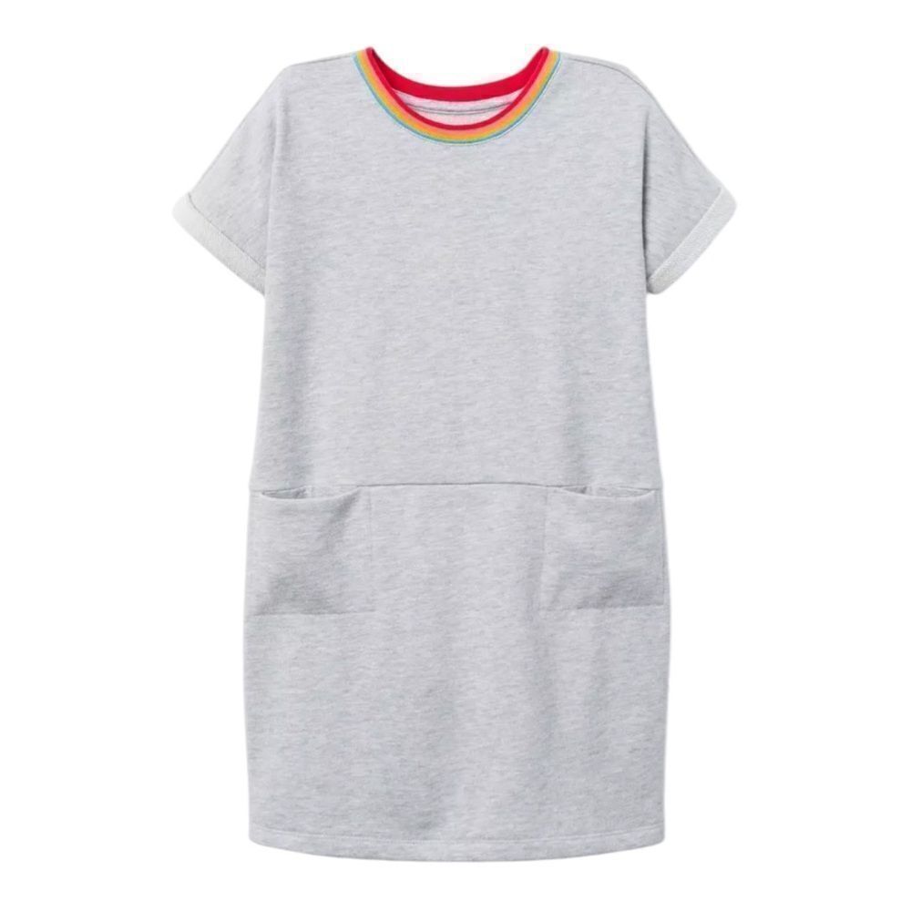 Gymboree Girls Rainbow Ringer Dress Heather Gray Pockets Small NWT